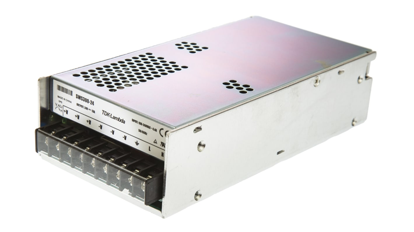 TDK-Lambda Embedded Switch Mode Power Supply (SMPS), SWS300-24, 24V dc, 13A, 312W, 1 Output, 120 → 370 V dc, 85