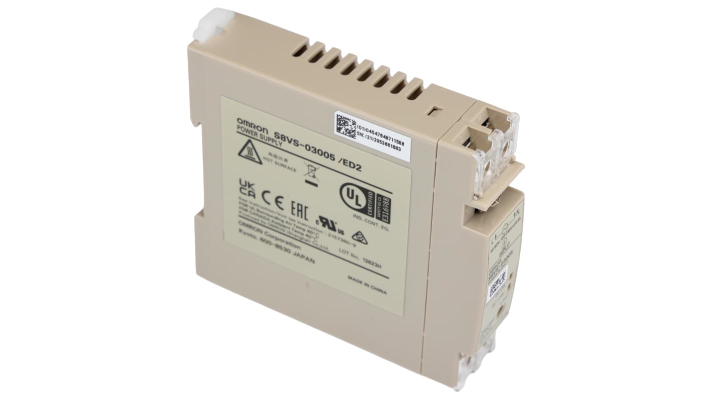 Omron S8VS Switched Mode DIN Rail Power Supply, 85 → 264V ac ac Input, 5V dc dc Output, 4A Output, 20W