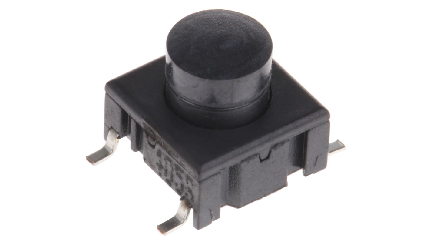 MEC IP67 Black Button Tactile Switch, SPST 50 mA @ 24 V dc 4.4mm PCB