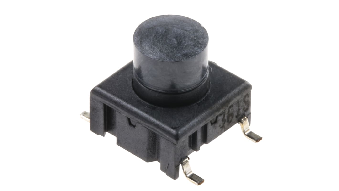 MEC IP67 Black Button Tactile Switch, SPST 50 mA @ 24 V dc 5.3mm PCB