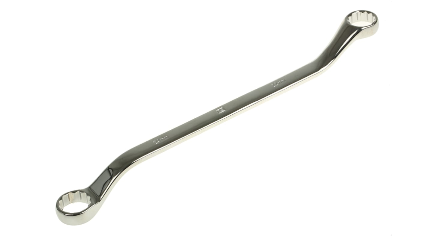 Chiave ad anello angolata RS PRO, bocca poligonale 22mm, in Acciaio al cromo vanadio
