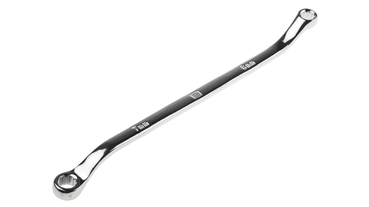 Chiave ad anello angolata RS PRO, bocca poligonale 6mm, in Acciaio al cromo vanadio