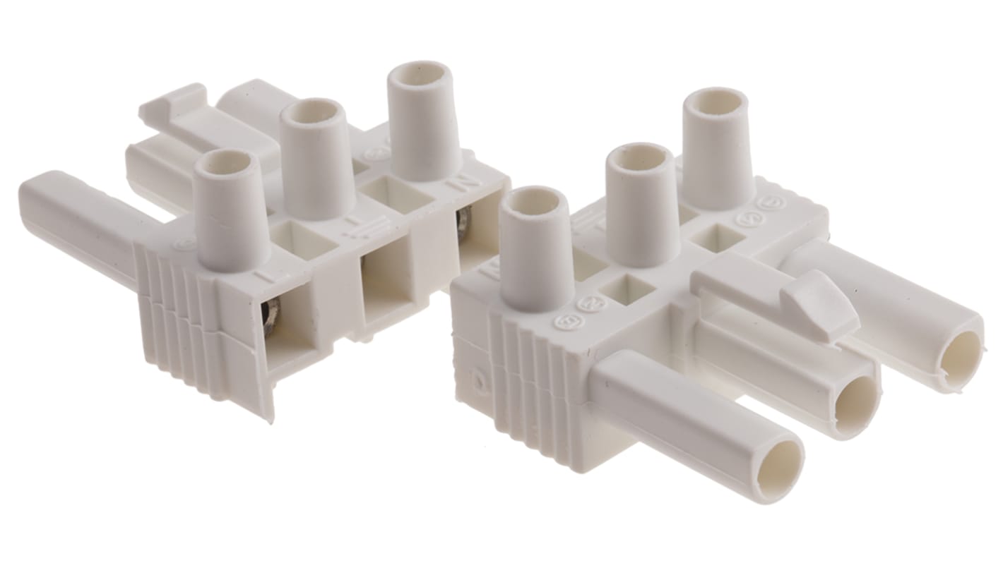RS PRO Non-Fused Terminal Block, 3-Way, 16A, 2.5 mm² Wire, Screw Down Termination