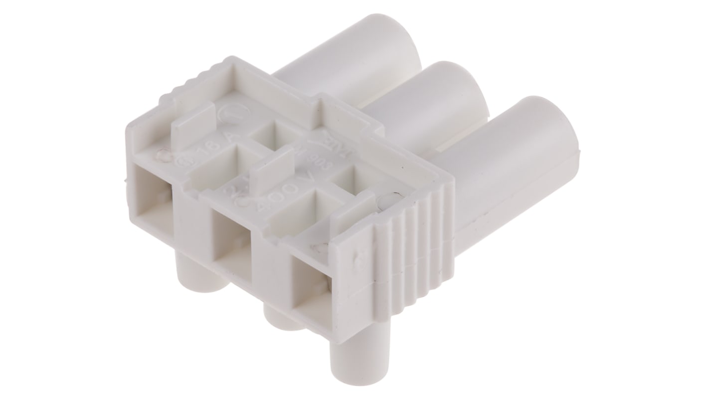 RS PRO Non-Fused Terminal Block, 3-Way, 16A, 2.5 mm² Wire, Screw Down Termination