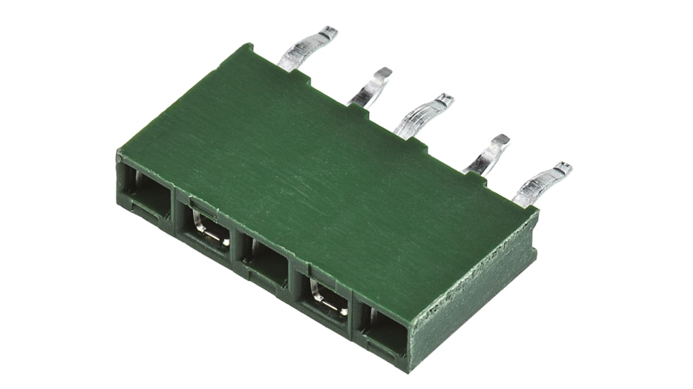 TE Connectivity AMPMODU HV100 Series Straight Through Hole Mount PCB Socket, 5-Contact, 1-Row, 2.54mm Pitch, Solder