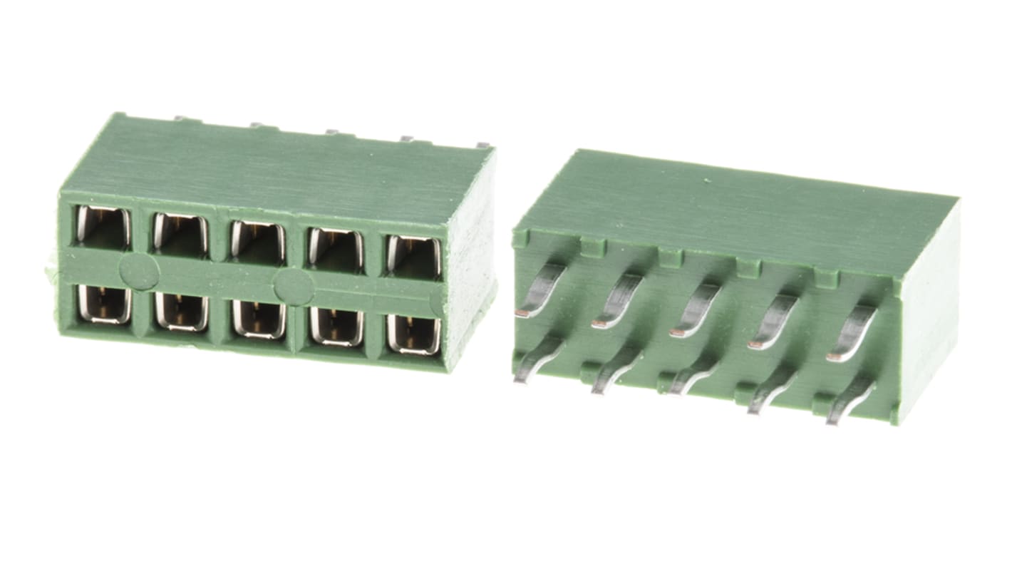 Presa PCB TE Connectivity, 10 vie, 2 file, passo 2.54mm, Montaggio con foro passante