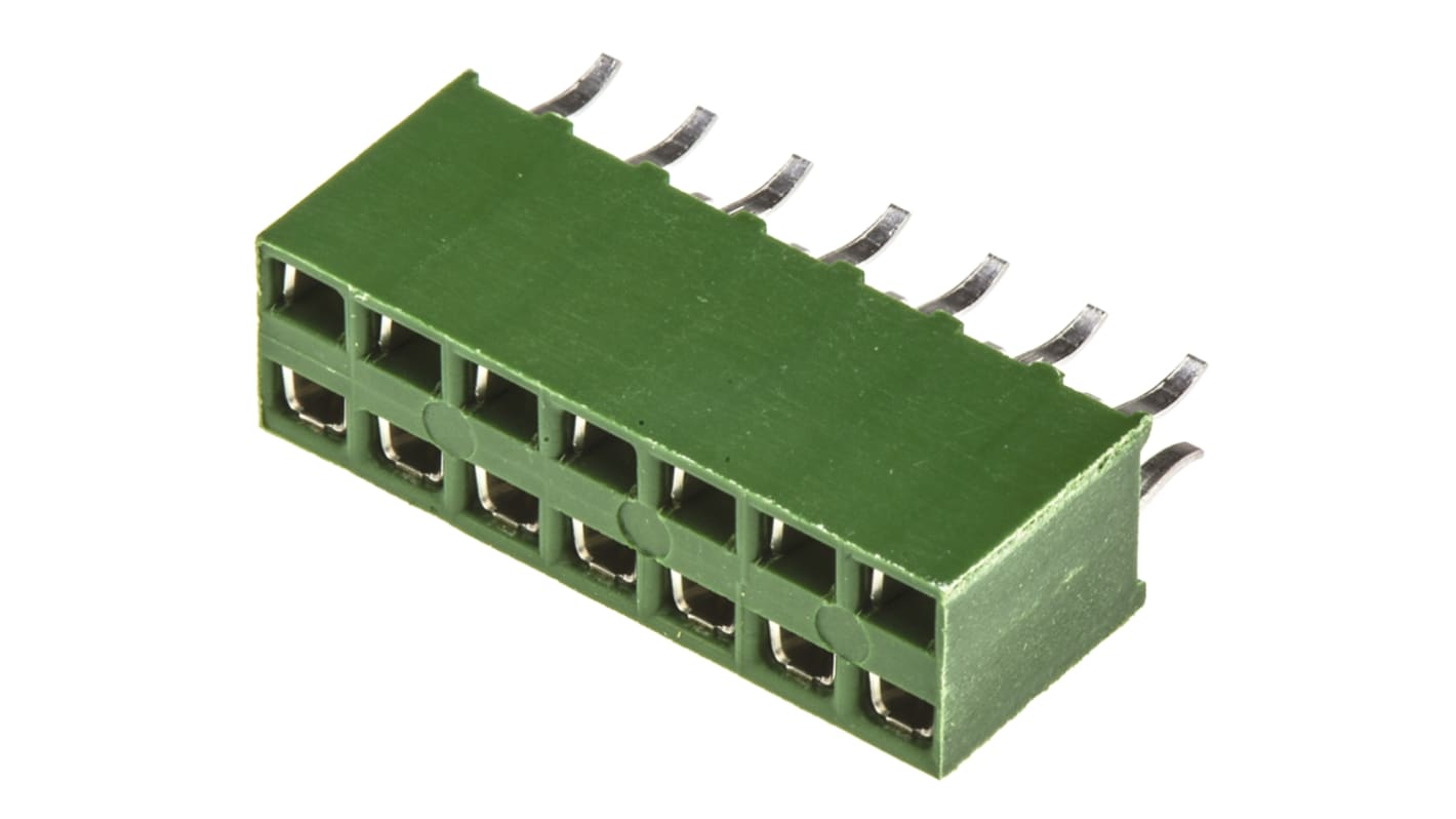 TE Connectivity AMPMODU HV100 Series Straight Through Hole Mount PCB Socket, 14-Contact, 2-Row, 2.54mm Pitch, Solder