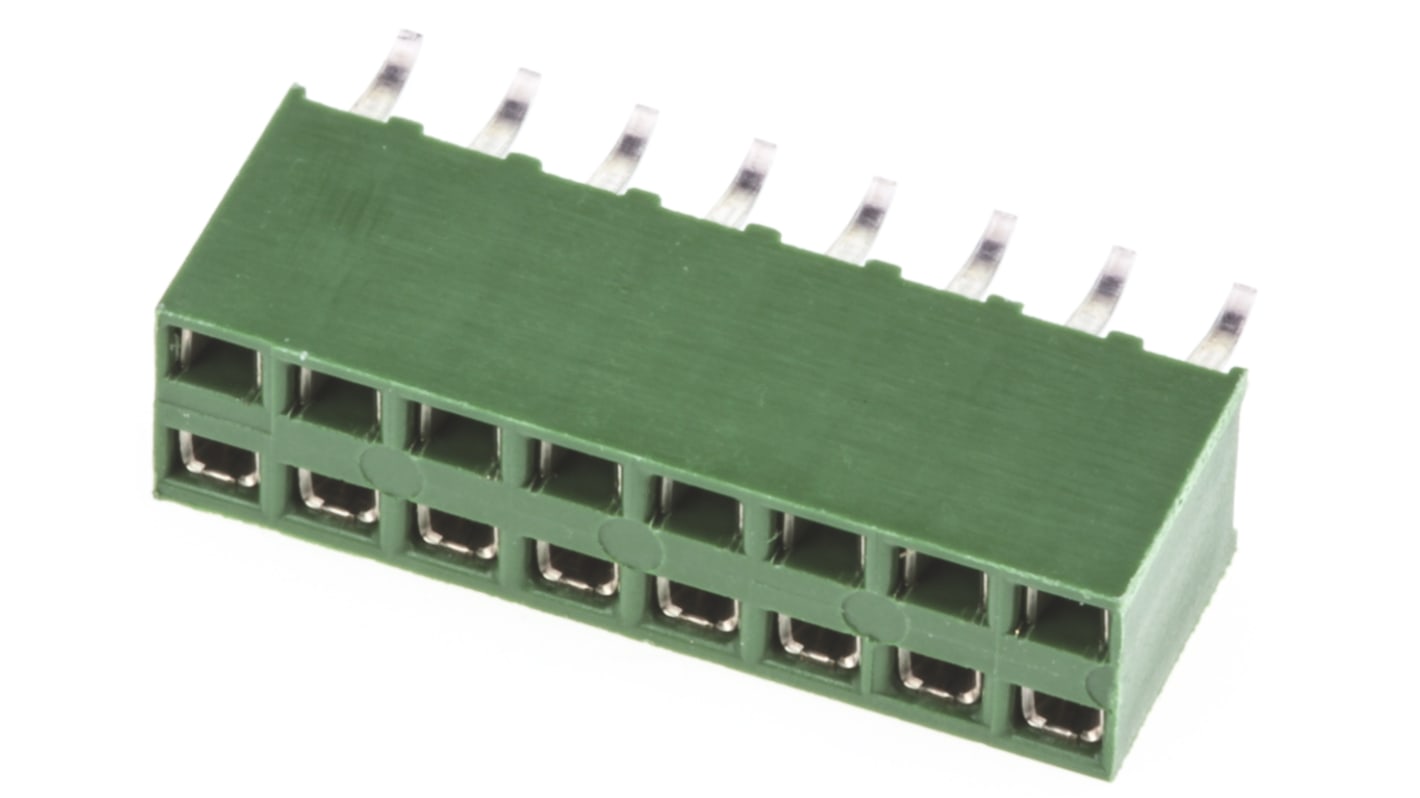 TE Connectivity AMPMODU HV100 Series Straight Through Hole Mount PCB Socket, 16-Contact, 2-Row, 2.54mm Pitch, Solder