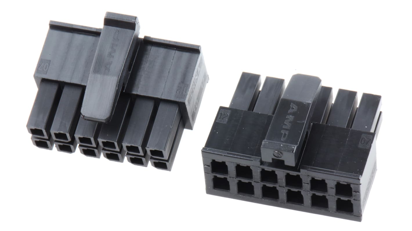TE Connectivity Micro MATE-N-LOK Steckverbindergehäuse Buchse 3mm, 12-polig / 2-reihig Gerade für Softshell-Stift auf