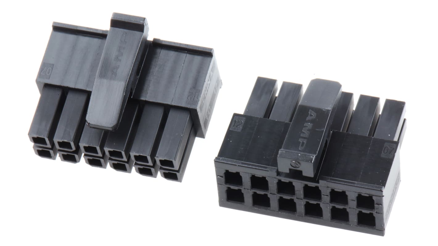 Carcasa de conector TE Connectivity 1-794617-2, Serie Micro MATE-N-LOK, paso: 3mm, 12 contactos, 2 filas, Recto, Hembra