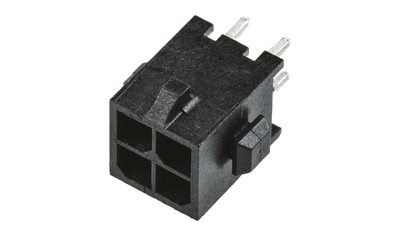TE Connectivity Micro MATE-N-LOK Series Straight Through Hole PCB Header, 4 Contact(s), 3.0mm Pitch, 2 Row(s), Shrouded