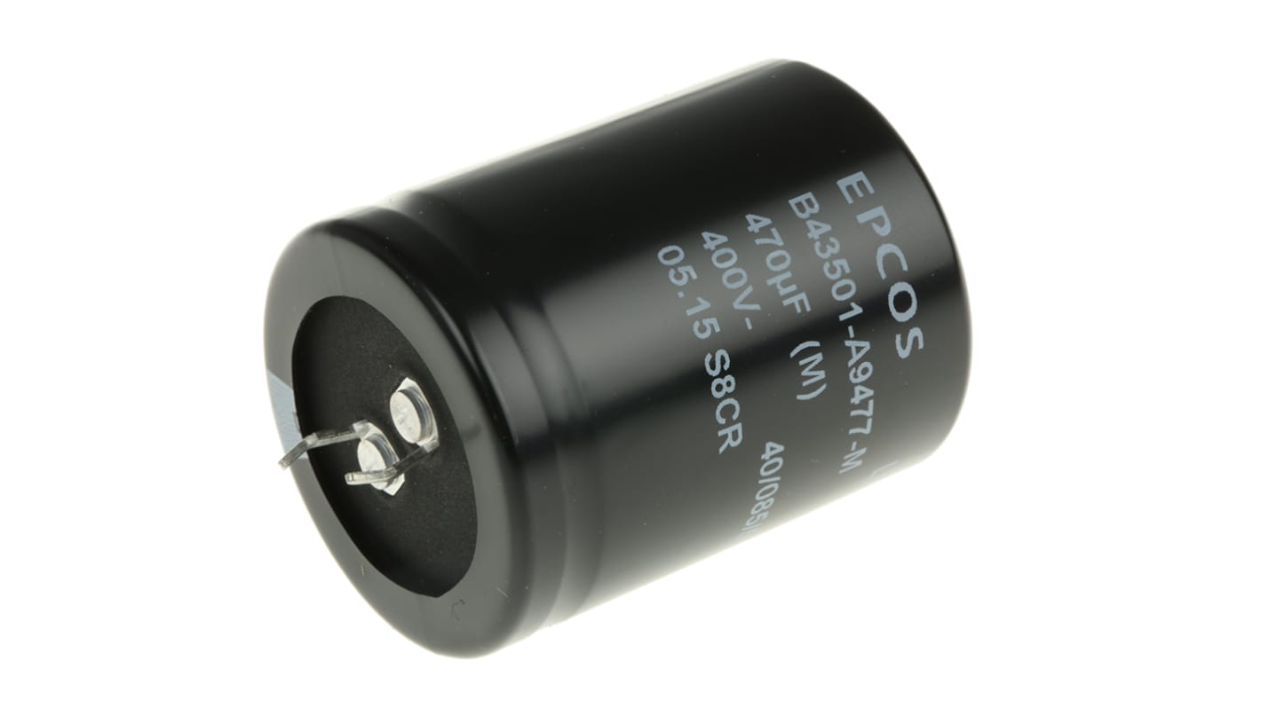 Epcos 470μF Electrolytic Aluminium Electrolytic Capacitor 400V dc, Through Hole - B43501A9477M