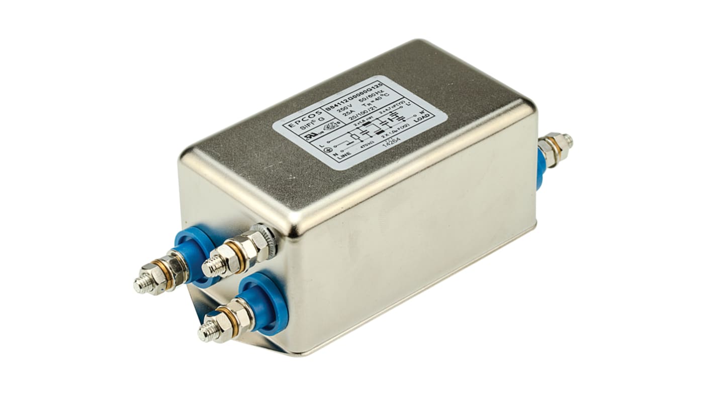 EPCOS, B84112G 25A 250 V ac/dc 50 → 60Hz, Chassis Mount EMC Filter, Screw, Single Phase