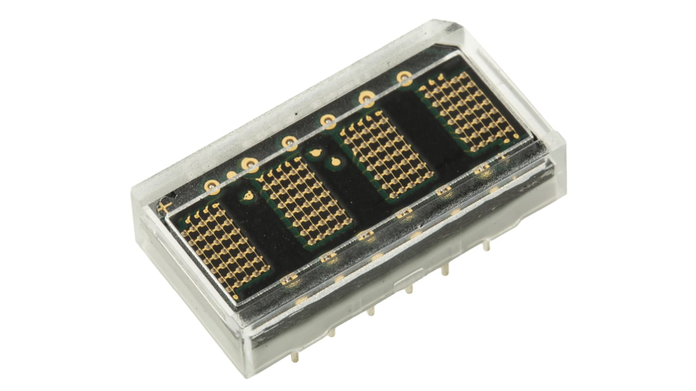 Broadcom LED-Anzeige Punktmatrix 4-Digit, Grün 574 nm Zeichenbreite 2.5mm Zeichenhöhe 4.6mm Durchsteckmontage