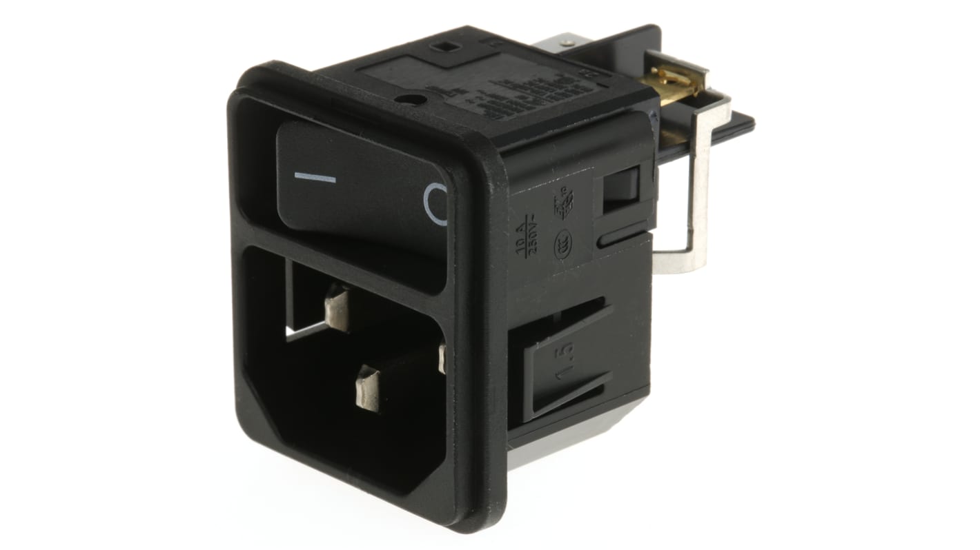 Schurter C14插头 IEC连接器, 卡入式安装, 250 V, 12A