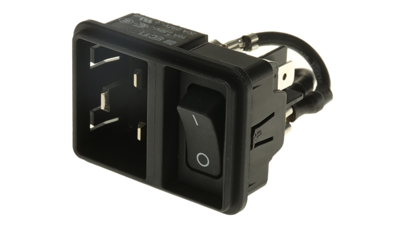 Conector IEC C20 macho Schurter, Recto, Encaje a Presión, 250 V, 20A