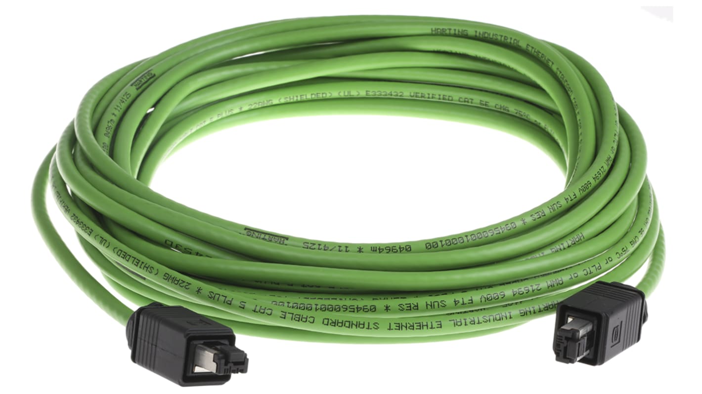 Cable Ethernet Cat5 U/FTP HARTING de color Verde, long. 10m, funda de PVC