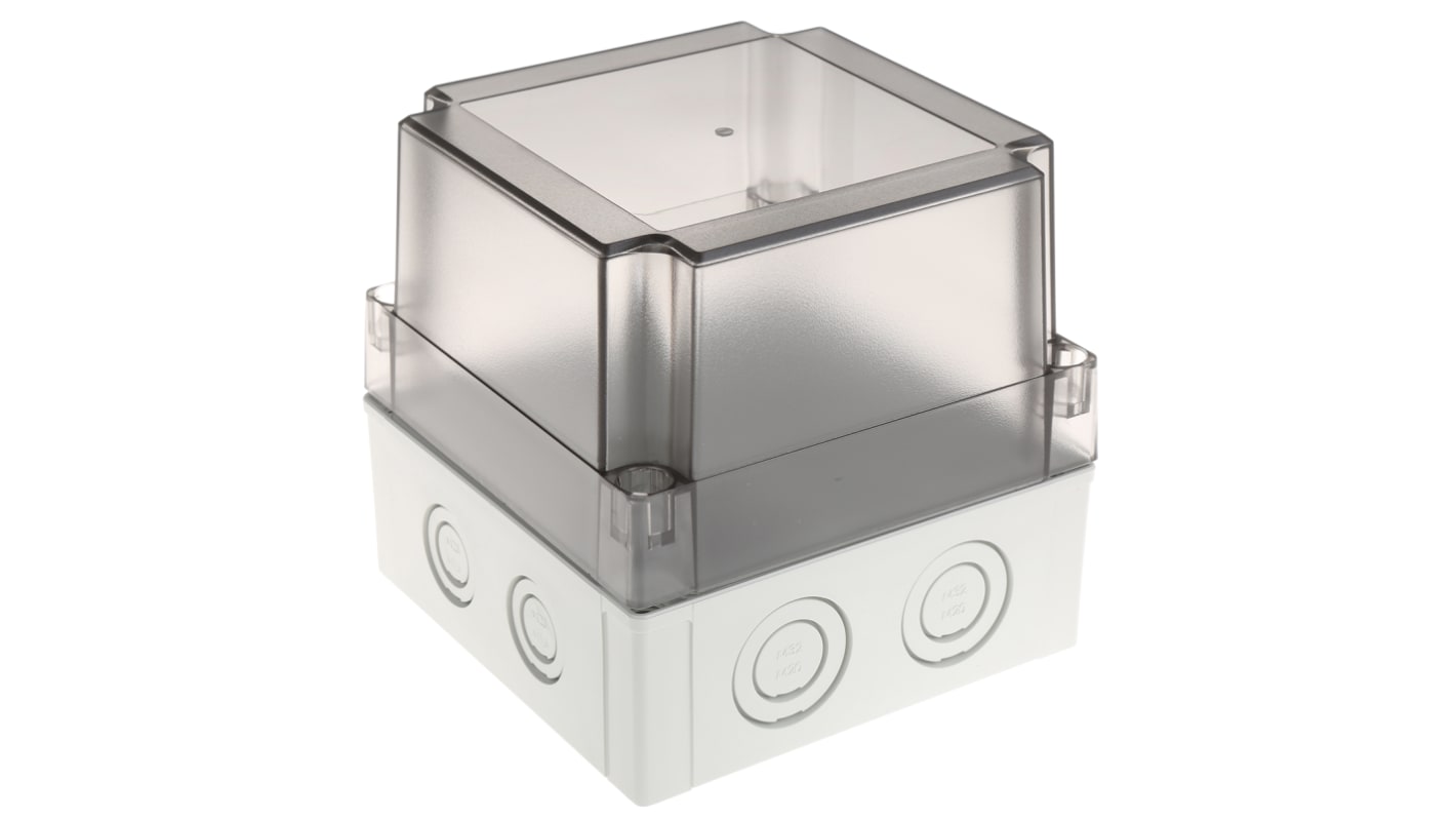 Fibox Grey Polycarbonate Enclosure, IP66, IP67, Clear Lid, 130 x 130 x 125mm