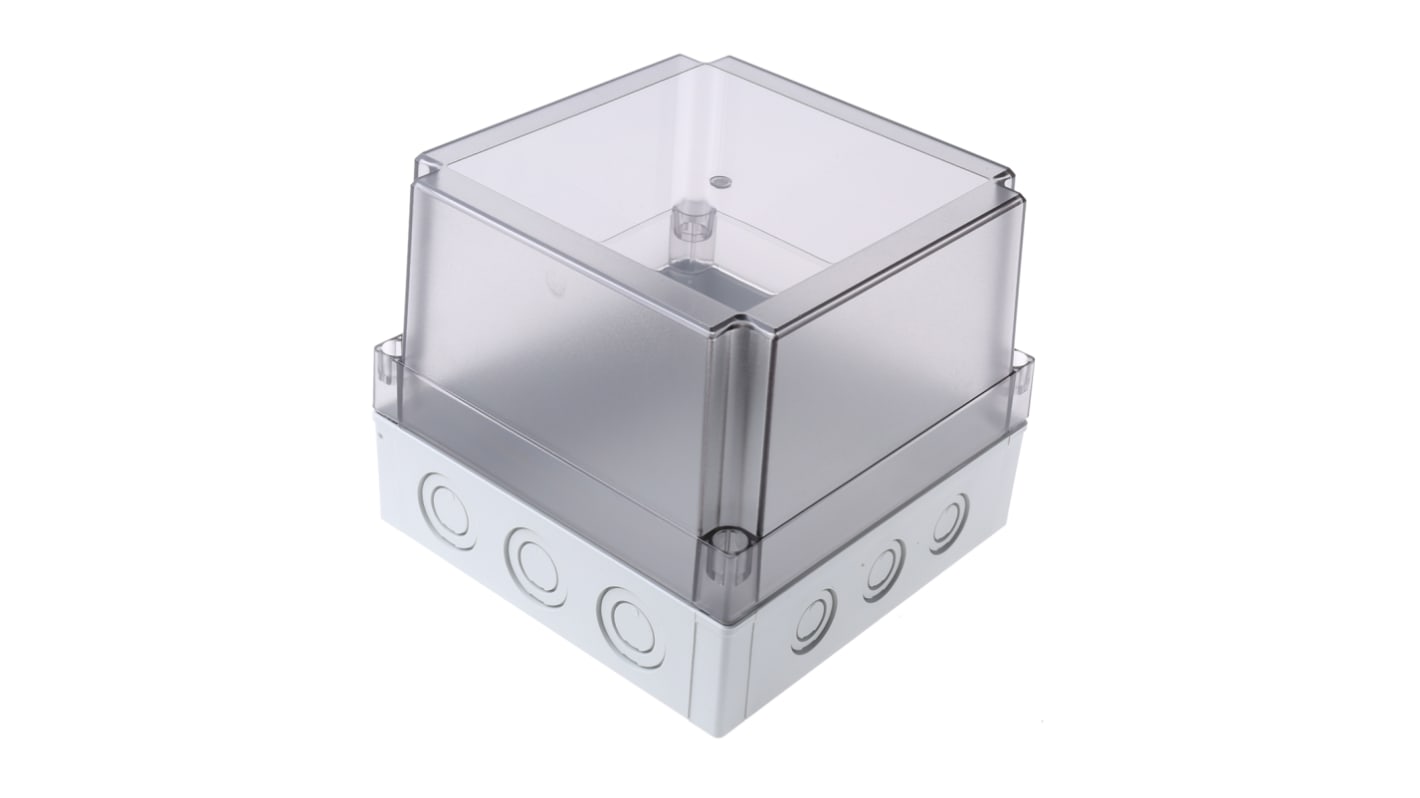 Fibox Grey Polycarbonate Enclosure, IP66, IP67, Clear Lid, 180 x 180 x 150mm