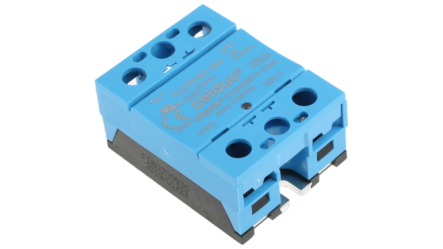 Relè a stato solido SO842074, Montaggio a pannello, 25 A, 275 V rms, Zero Cross okpac SO8