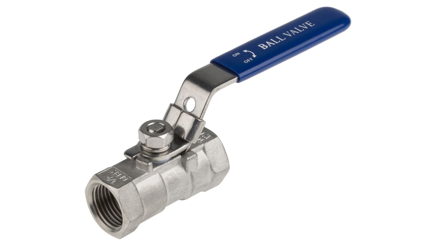 RS PRO Stainless Steel Reduced Bore, 2 Way, Ball Valve, BSP 1/2in, 68bar Operating Pressure