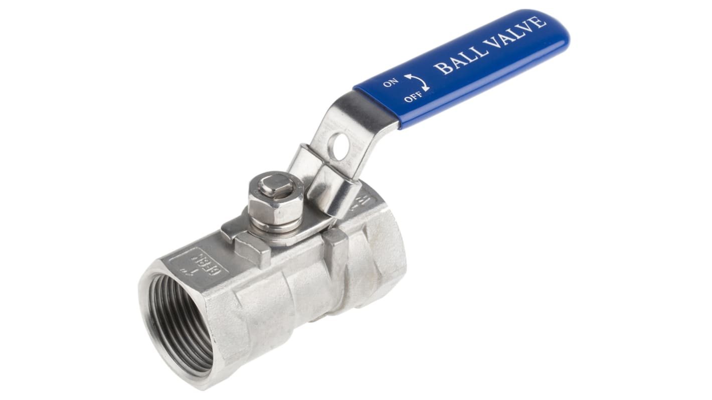 RS PRO Stainless Steel Reduced Bore, 2 Way, Ball Valve, BSPP 1in, 68bar Operating Pressure