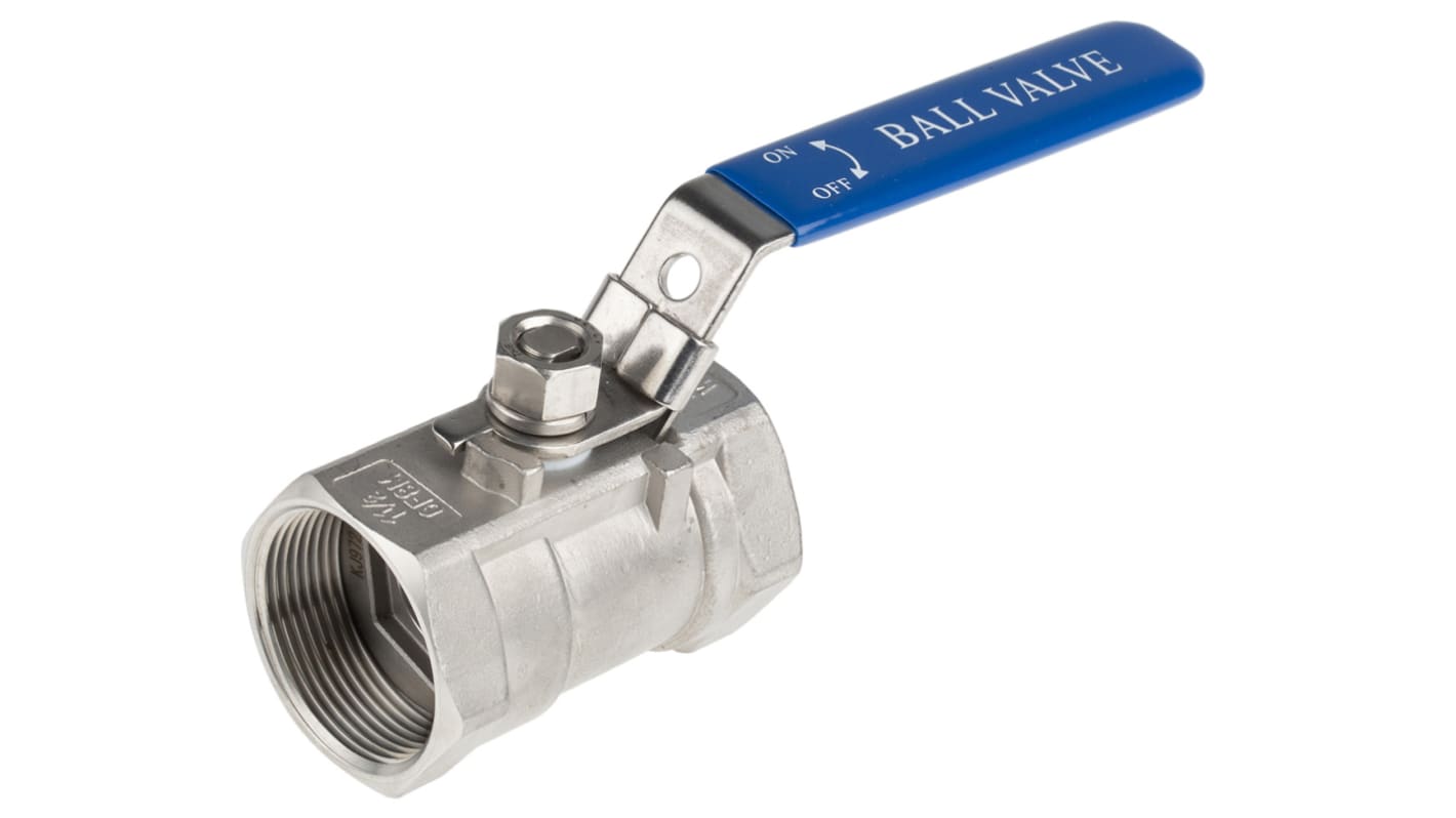RS PRO Stainless Steel Reduced Bore, 2 Way, Ball Valve, BSPP 38.1mm, 68bar Operating Pressure
