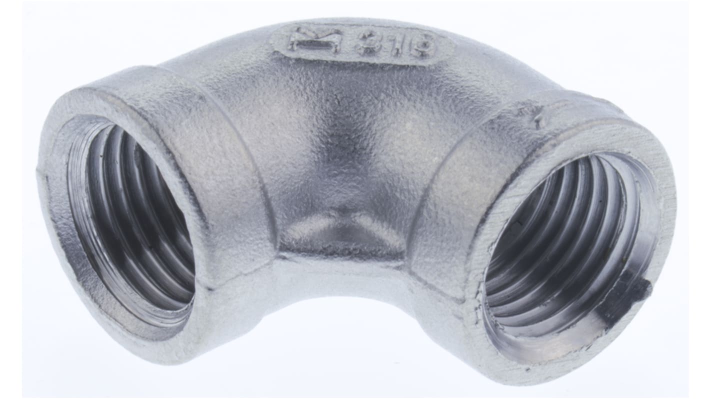 RS PRO Stainless Steel Pipe Fitting, 90° Elbow, Female G 1/4in x Female G 1/4in