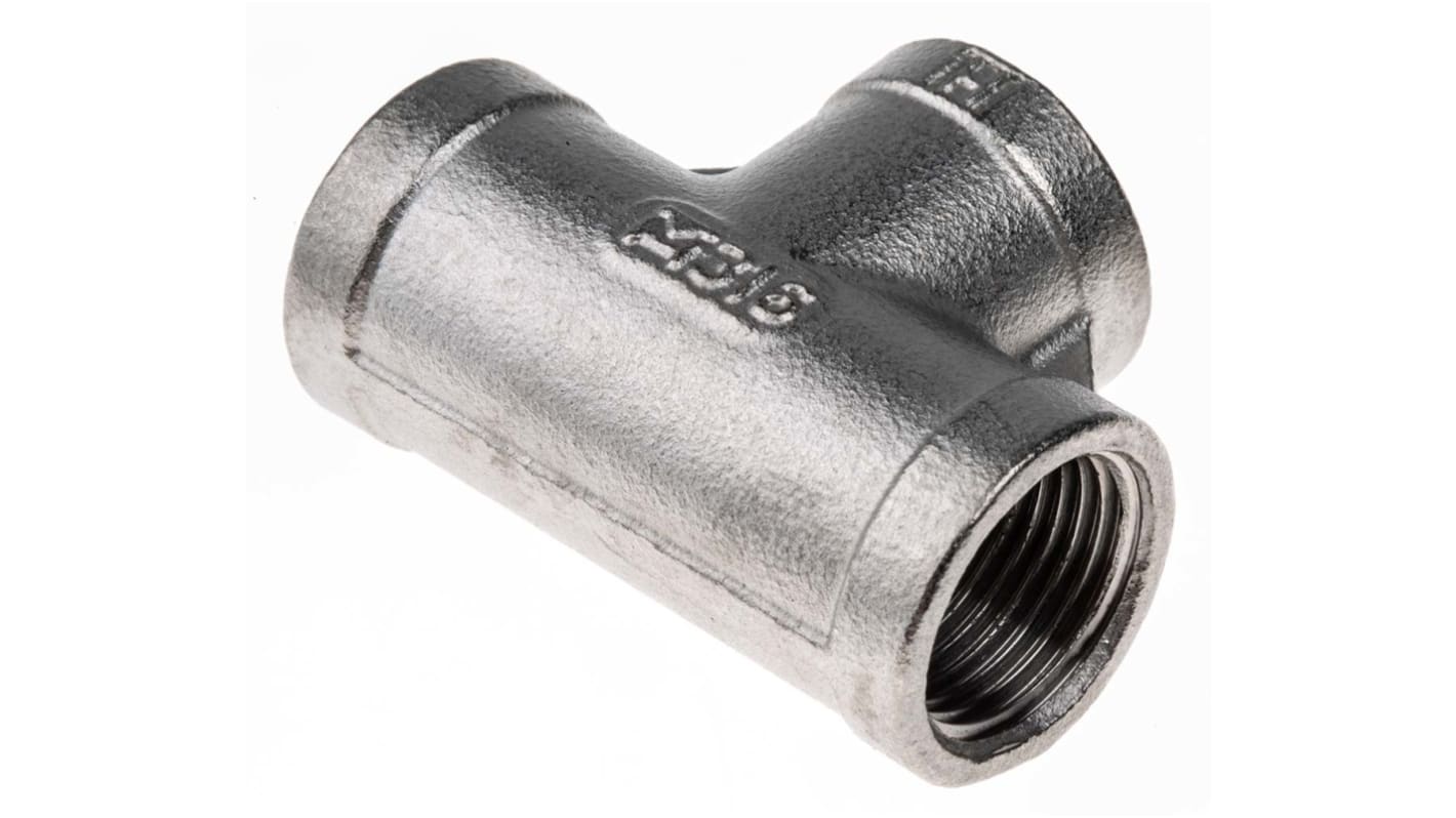 RS PRO Stainless Steel Pipe Fitting, Tee Circular Tee, Female G 3/8in x Female G 3/8in x Female G 3/8in