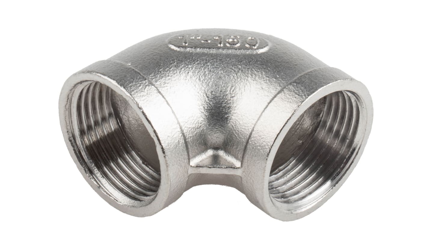 RS PRO Stainless Steel Pipe Fitting, 90° Circular Elbow, Female G 1in x Female G 1in