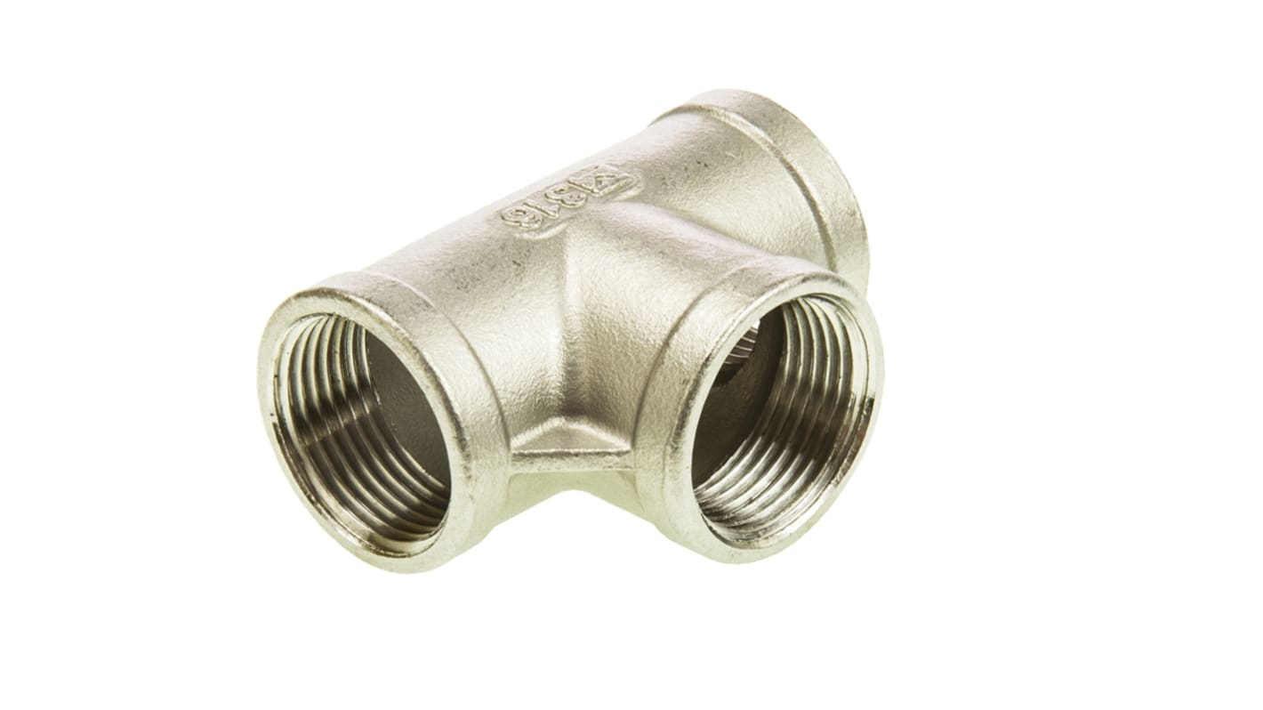 RS PRO Stainless Steel Pipe Fitting, Tee Circular Tee, Female G 3/4in x Female G 3/4in x Female G 3/4in