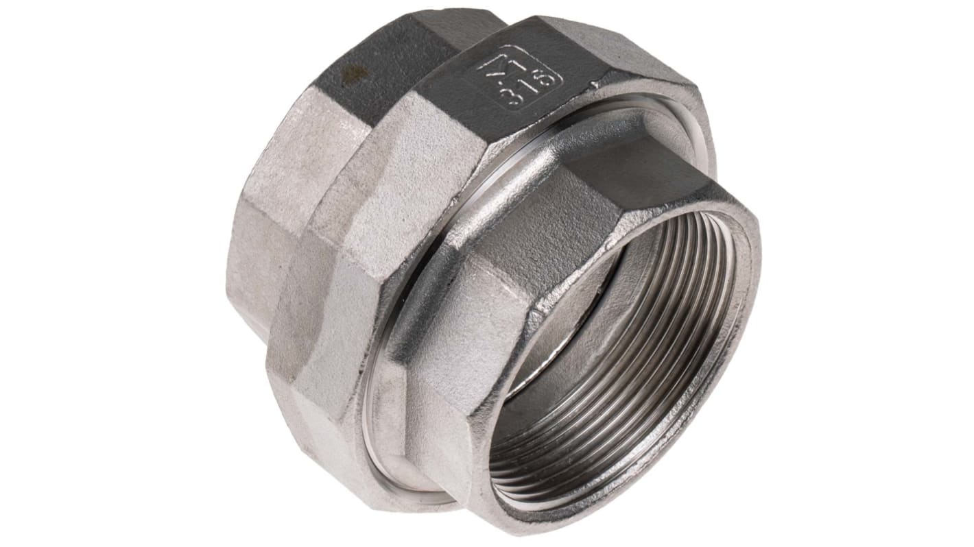 RS PRO Stainless Steel Pipe Fitting, Straight Decagon Union, Female G 2in x Female G 2in