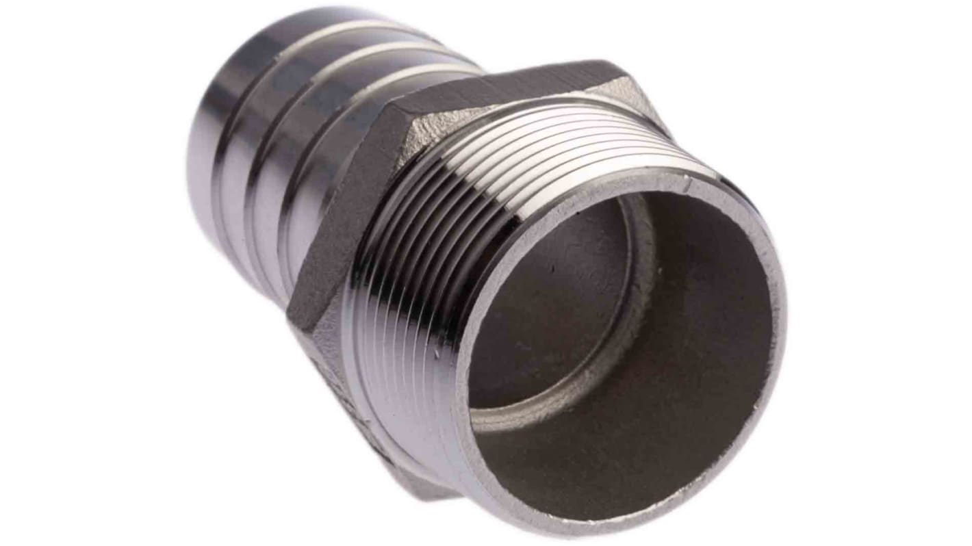 RS PRO Stainless Steel Pipe Fitting, Straight Hexagon Hose Nipple, Male R 1-1/2in x Male