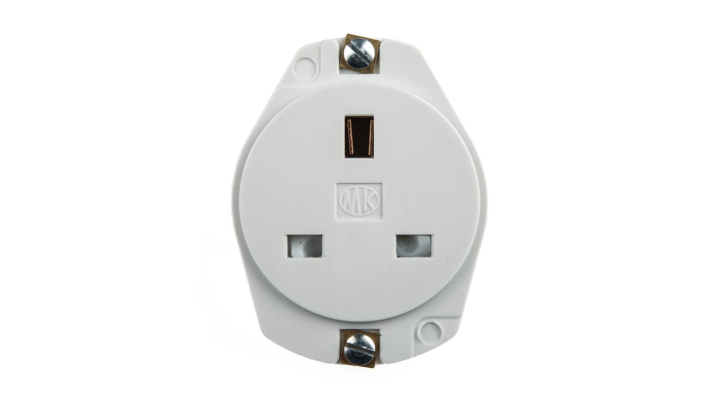 MK Electric 英标插座, 1位, 面板安装, 室内使用, 13A, 230 V, 白色, Panel Mount系列