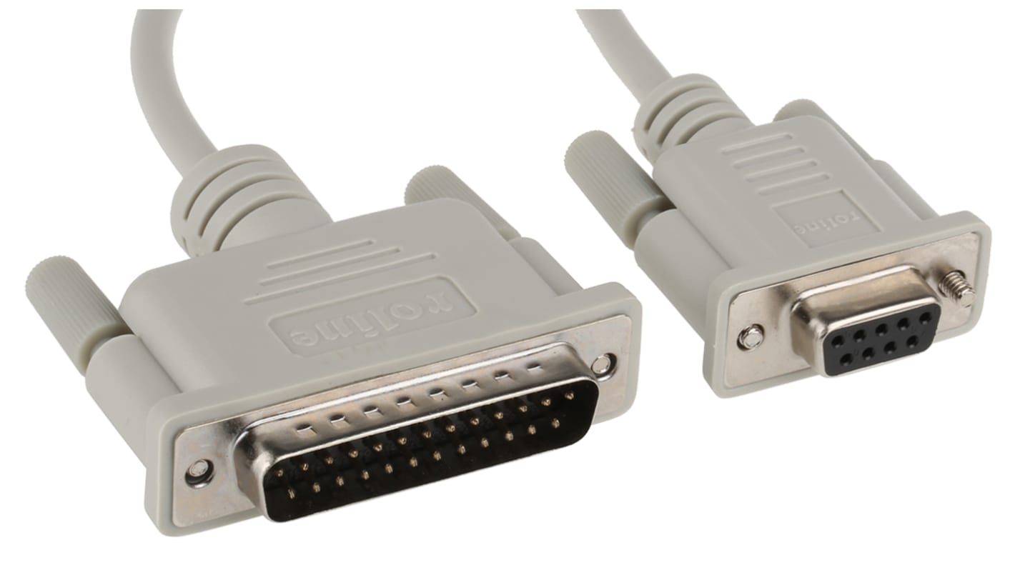 Roline Male 25 Pin D-sub to Female 9 Pin D-sub Serial Cable, 1.8m