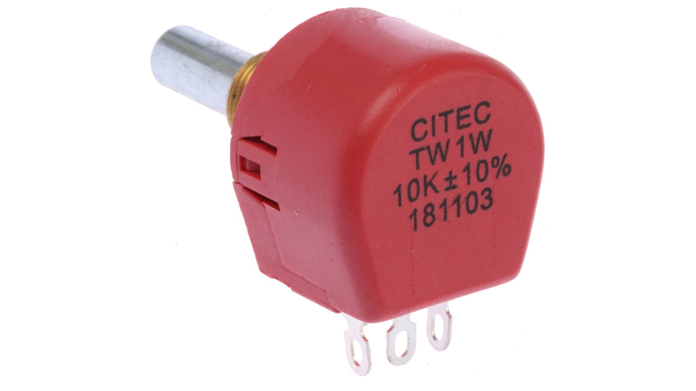 TE Connectivity TW, Tafelmontage  Dreh Potentiometer 10kΩ ±10% / 1W , Schaft-Ø 6,35 mm