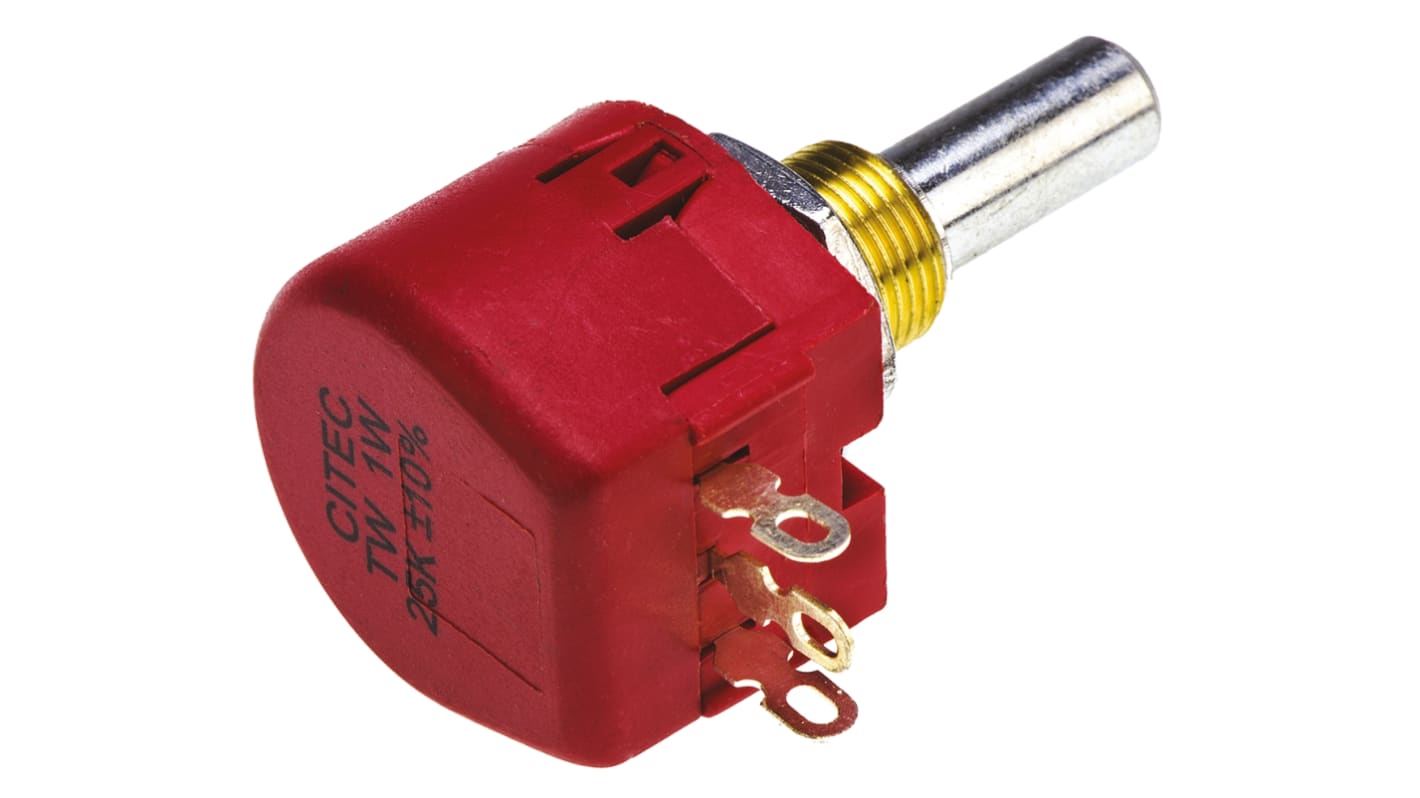 TE Connectivity TW 25kΩ Rotary Potentiometer 1-Gang Panel Mount, TW1253KA