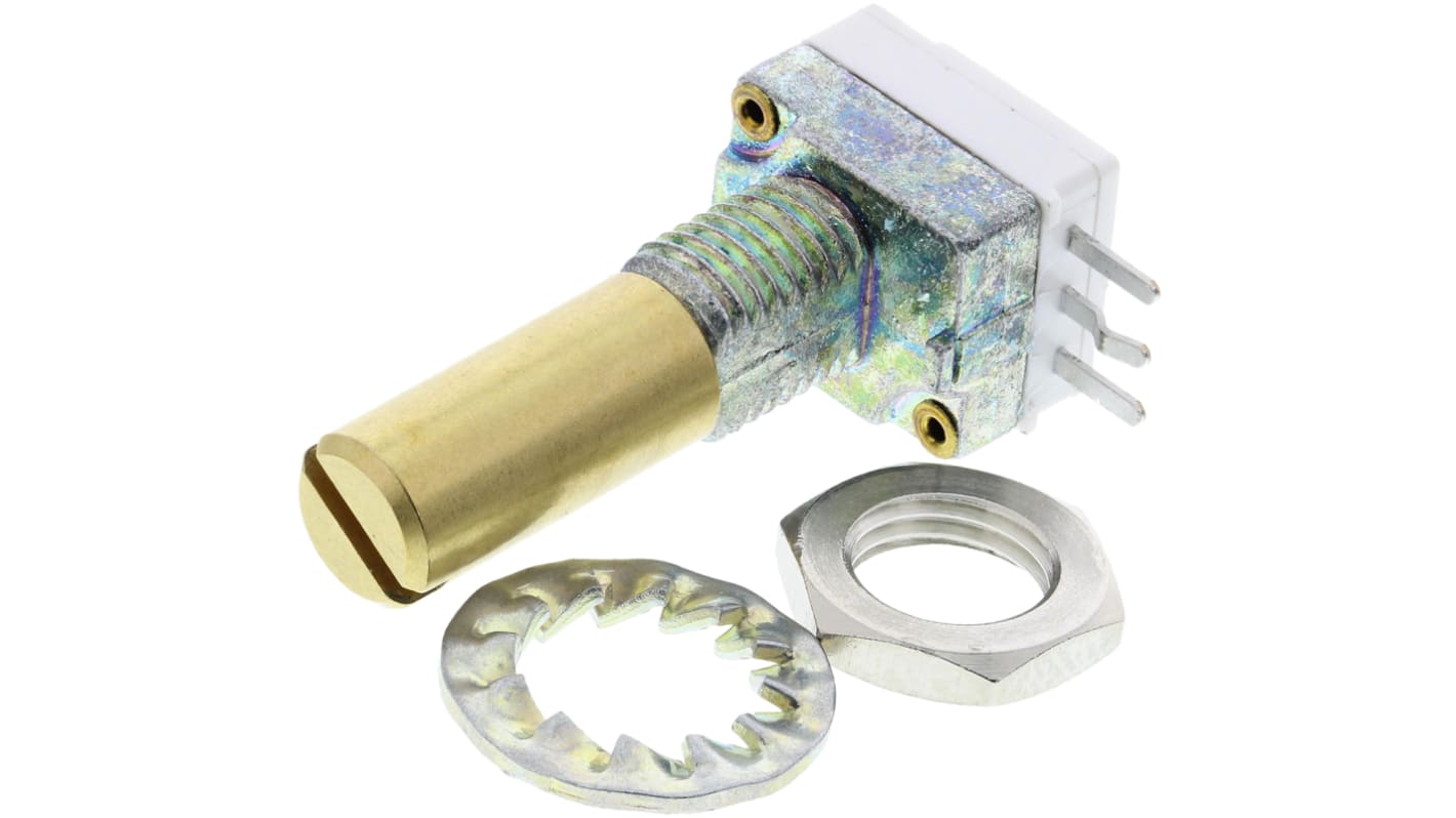 Vishay P9A 10kΩ Rotary Potentiometer 1-Gang, Panel Mount (Through Hole), P9A1R100FISX1103MA
