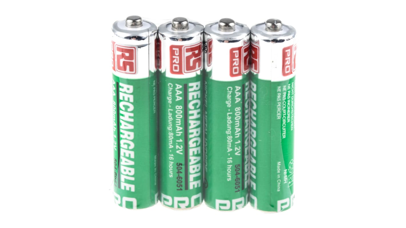 Batteria AAA ricaricabile RS PRO, 1.2V, 800mAh, NiMH, terminale Standard