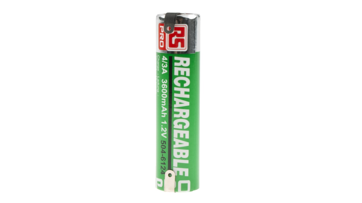 RS PRO, 1.2V, 4/3 A, NiMH Rechargeable Battery, 3.6Ah