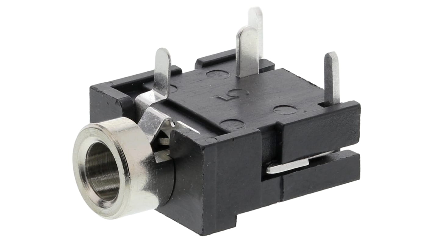 Conector jack estéreo de 3.5 mm a 90° Hembra Lumberg, Orificio Pasante