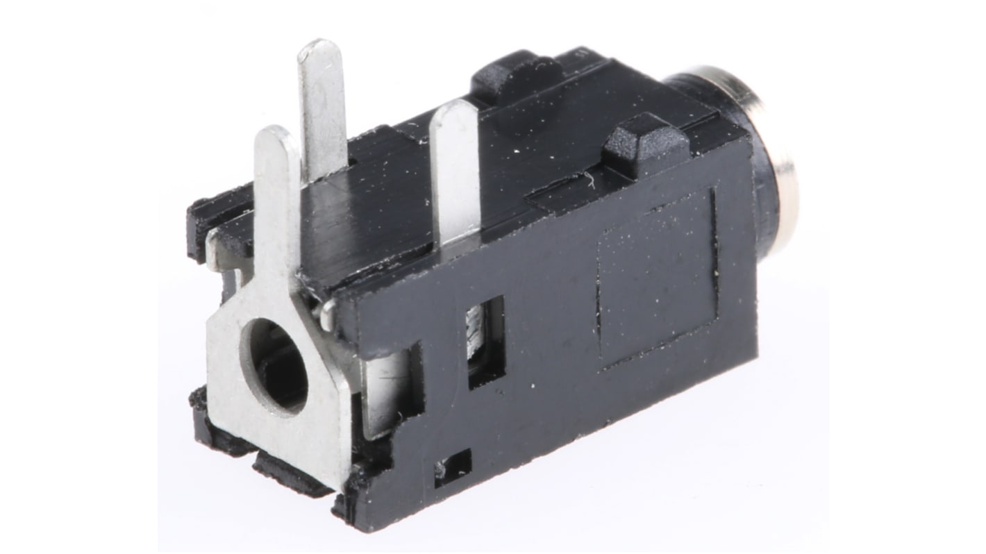 Lumberg 2.5mm Through Hole Right Angle Stereo Jack Socket, 34 V ac/dc, 0.5A