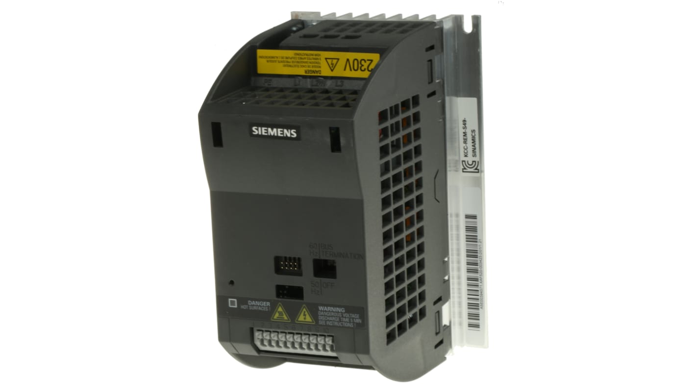 Siemens Inverter Drive, 0.25 kW, 1 Phase, 230 V ac, 4.5 A, SINAMICS G110 Series