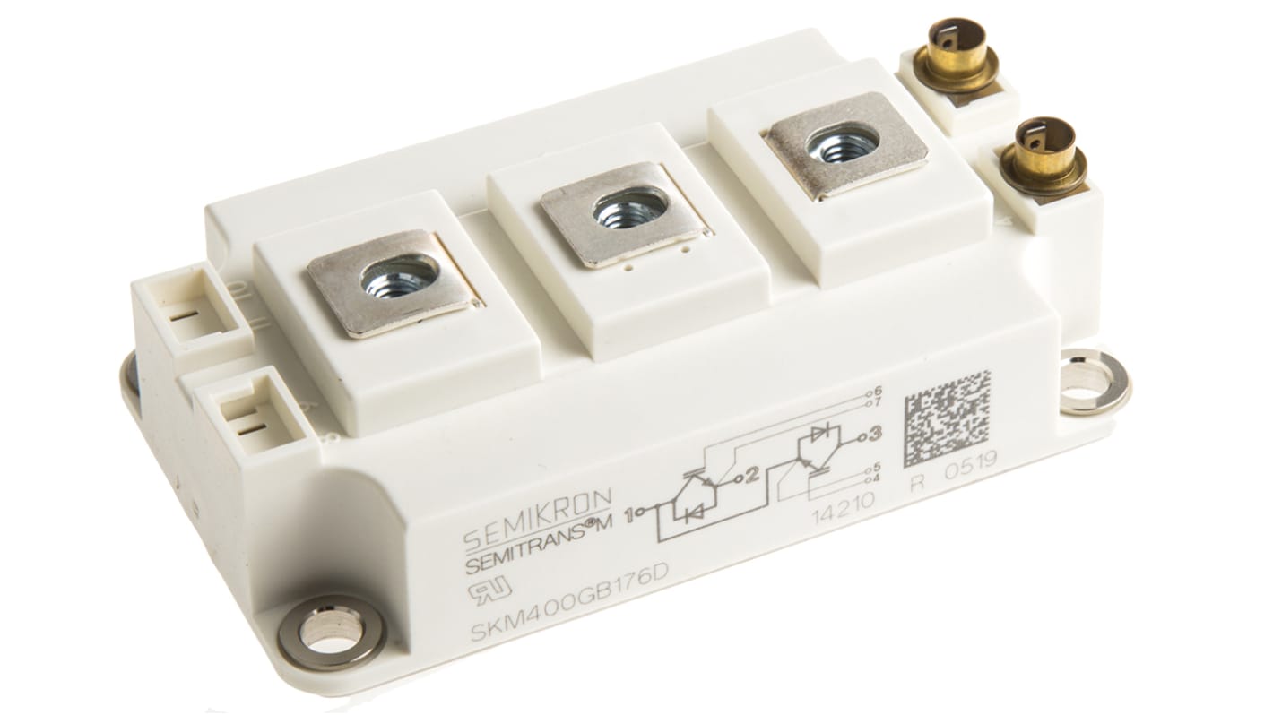 Semikron Danfoss N沟道IGBT模块串行晶体管, Ic 430 A, VCEO 1700 V, 7针, SEMITRANS3, 面板安装