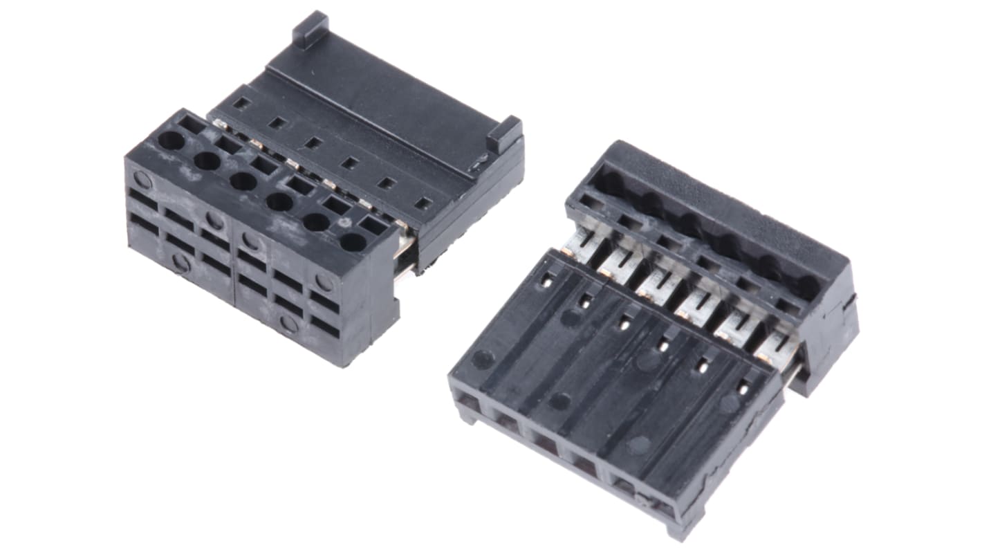 Stelvio Kontek IDC连接器, 母座, 6p, 2.54mm间距, 电缆安装, IDC端接, 直角, Autocom系列