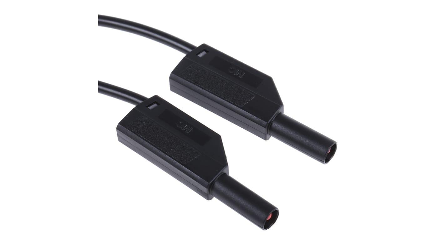 Staubli Messleitung 4mm Stecker / Stecker, Schwarz PVC-isoliert 1m, 1 kV / 15A CAT II 1000V