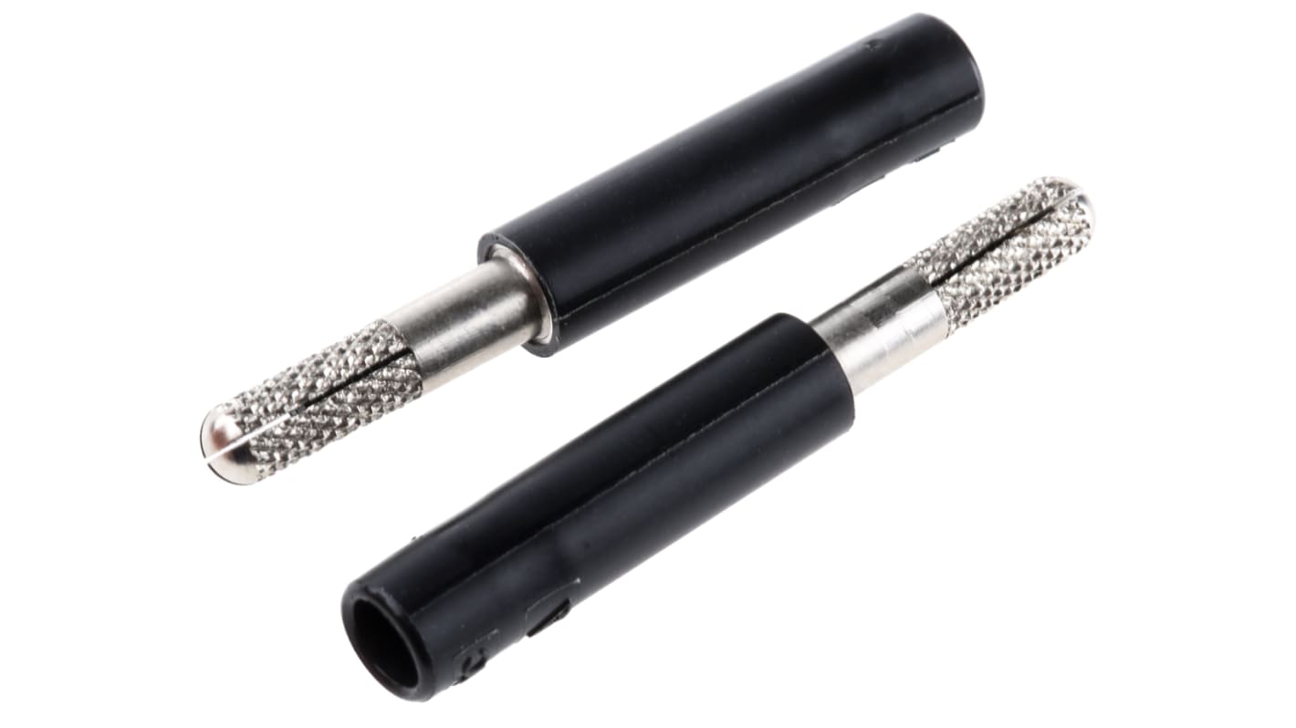 Staubli Black, Male to Female Test Connector Adapter With Brass contacts and Nickel Plated - Socket Size: 4mm