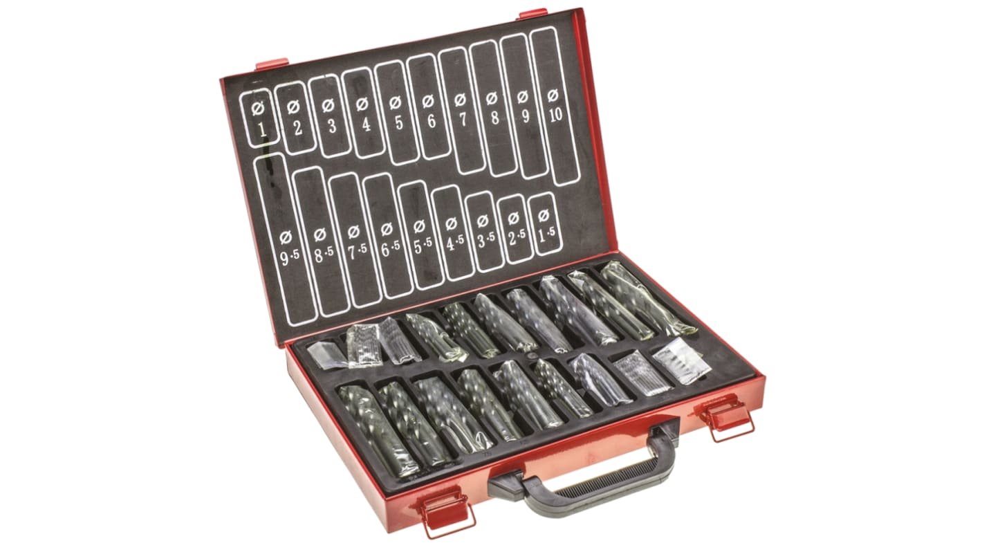 RS PRO 170-Piece Twist Drill Bit Set for Metal, 10mm Max, 1mm Min, HSS Bits