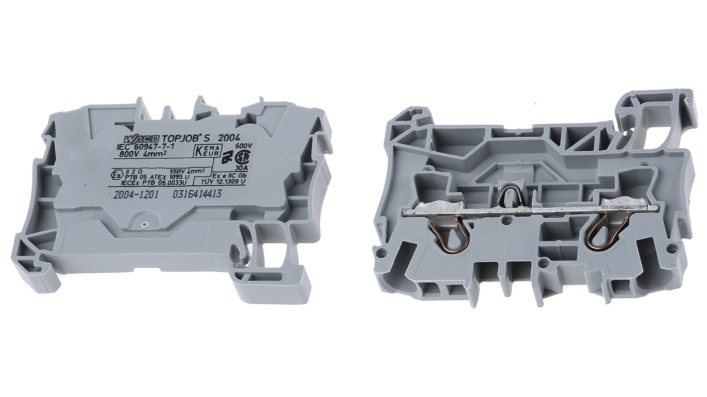 Bloc de jonction de traversée WAGO TOPJOB S, 2004, 4mm², Borne à cage enfichable, Gris