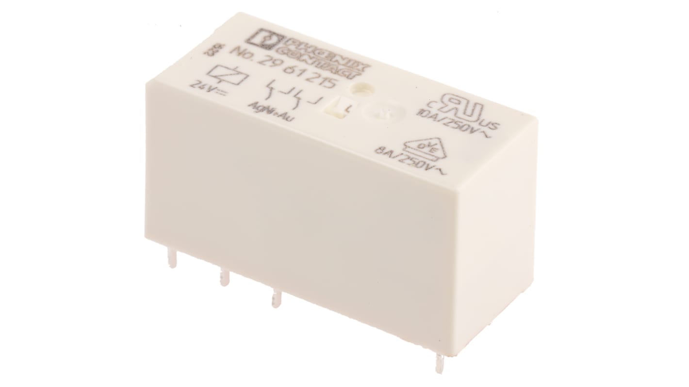 Phoenix Contact PCB Mount Power Relay, 24V dc Coil, 10A Switching Current, DPDT